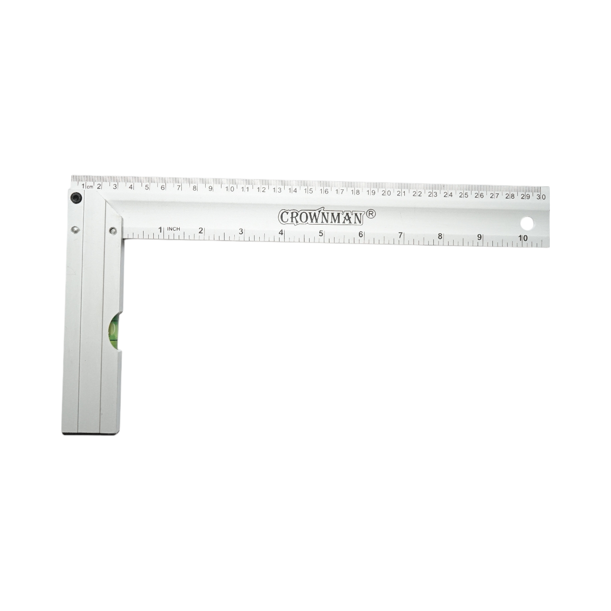 Aluminum carpenter's square with level 300mm/12 inch Crownman